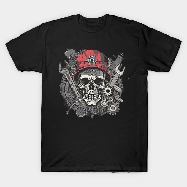 Skull steampunk monochrome T-Shirt by Tjhtt Autoarts